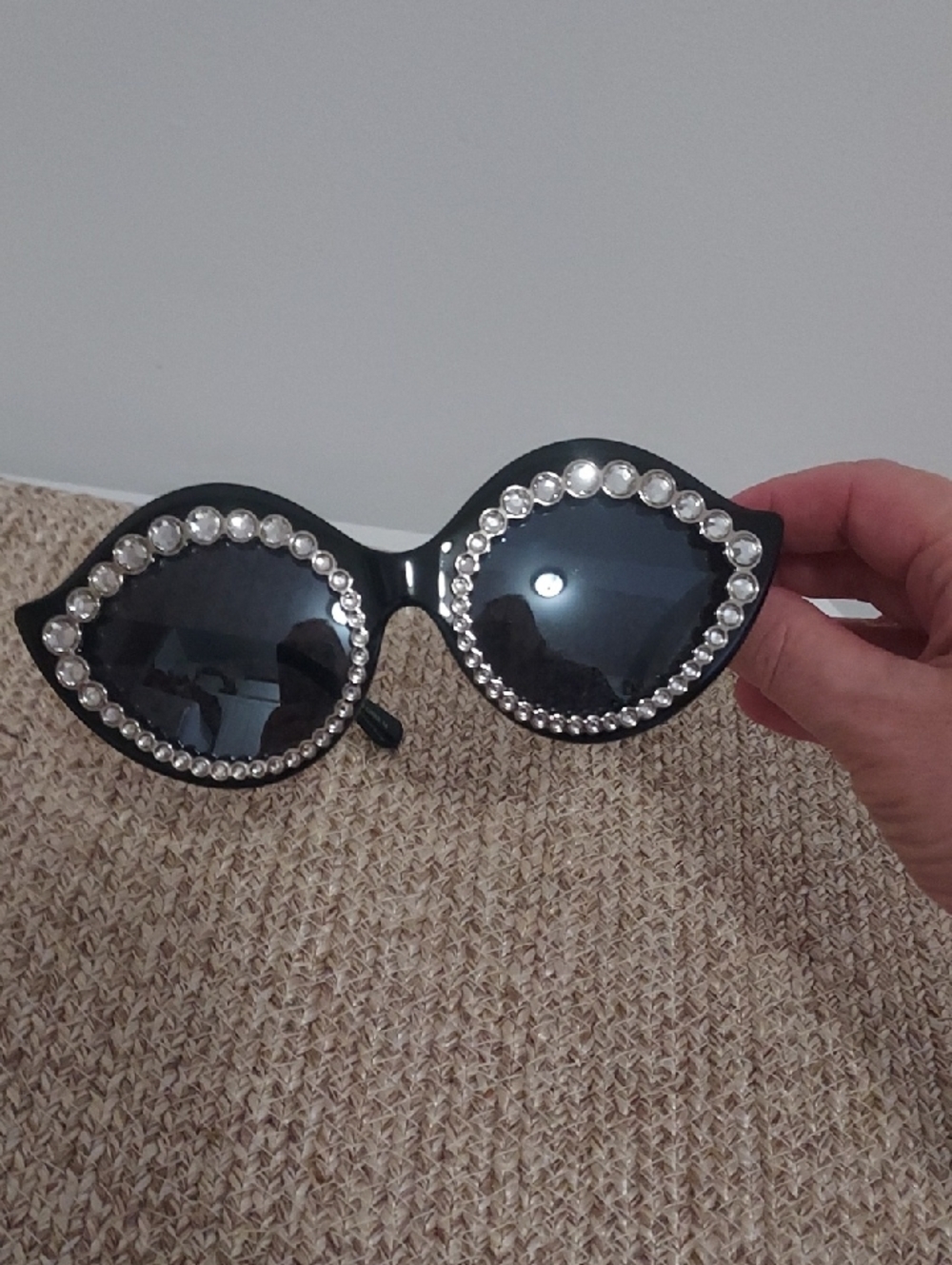 Elizabeth Arden Black Cat-Eye Sunglasses with Crystal Trim